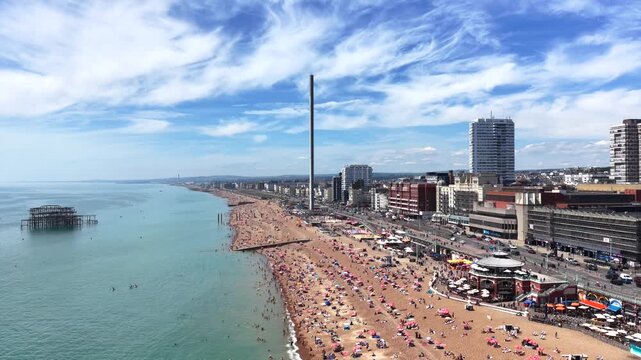 Brighton Beach and i360 Tower 4K Aerial Drone Footage