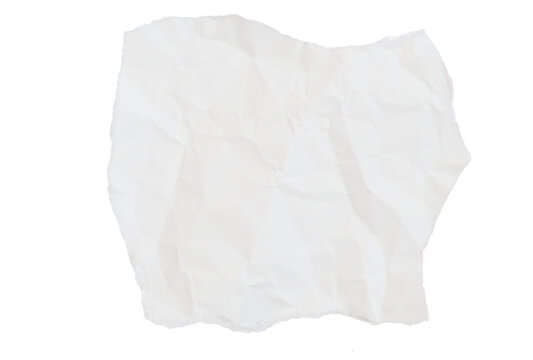 Torn piece white crumpled paper strip texture isolated transparent background