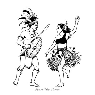 tribes war dance in vector illustration