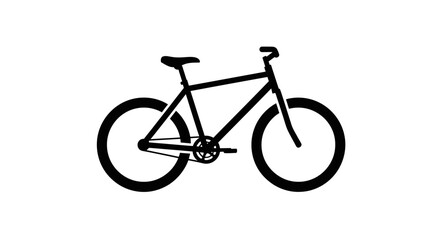 Fototapeta premium Minimalist bicycle silhouette vector, black mountain bike icon on white background, modern cycling transport graphic for sports and fitness branding