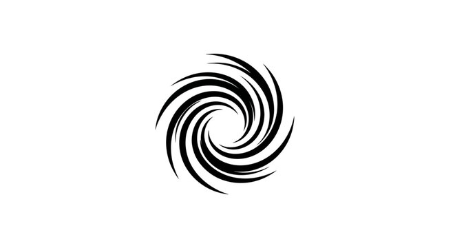 Abstract Black Spiral Swirl Icon. Dynamic Vortex Graphic Symbolizing Motion, Energy, Rotation, and Design Element.