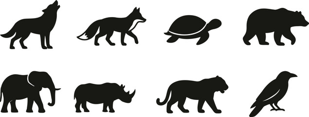 Black silhouettes of various wild animals © Md. Musaddik Rahman