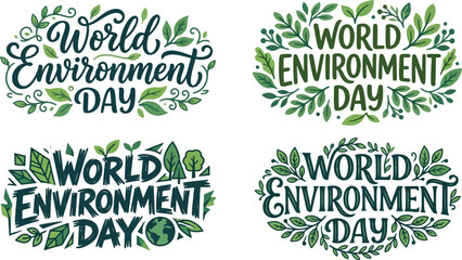 World environment day logo set with leafy wreaths © MdAshfakurRahman