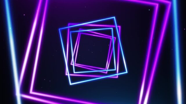 Blue and Pink Neon Squares, Alpha Chanel Loop Background