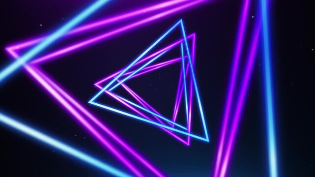 Blue and Pink Neon Triangle, Alpha Chanel Loop Background