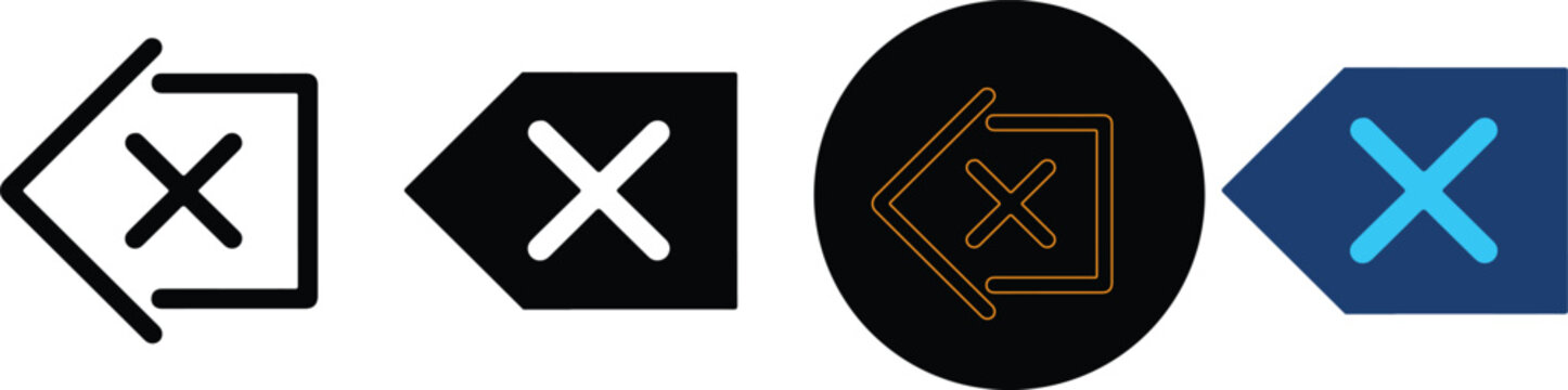 Set Of Four Backspace Key Icons
