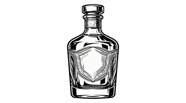 Empty glass whiskey bottle illustration.