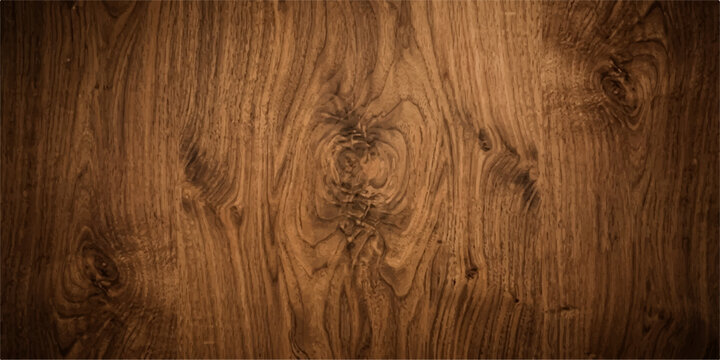 Rich brown walnut wood texture background with knotty grain pattern for warm interior and product backdrop design