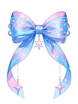 Dreamy Anime Style Ribbon Bow Graphic Collection Plain White Backdrop Hair Ornament & Sticker Design Element product mockup photo E-commerce marketing poster Background shooting scene