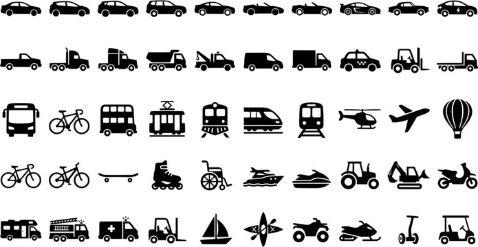 Collection of Transportation Icons Vector Set