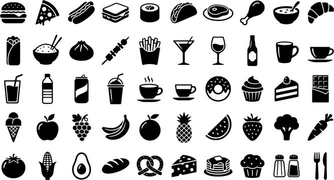 Collection of Food and Drink Icons for a Design Project