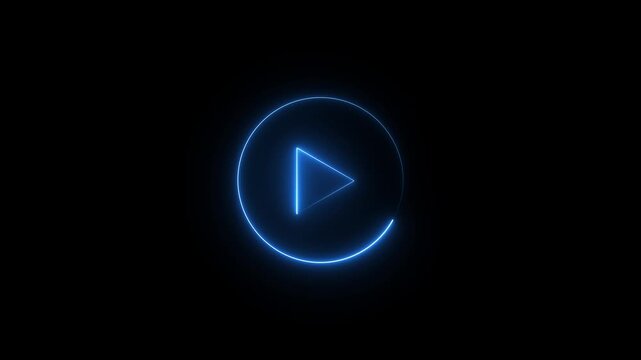 Video, audio neon play button icon glowing play button animation. Motion graphics of play button concept
