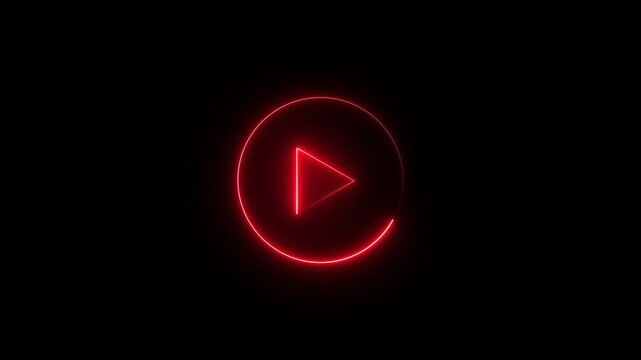 Video, audio neon play button icon glowing play button animation. Motion graphics of play button concept