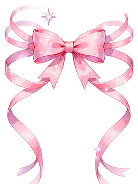 Dreamy Anime Style Ribbon Bow Graphic Collection Plain White Backdrop Hair Ornament & Sticker Design Element product mockup photo E-commerce marketing poster Background shooting scene