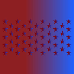 Fototapeta premium Seamless stars and stripes background with gold, blue and red star pattern, festive confetti and shiny light, winter holiday celebration vector illustration wallpaper texture design