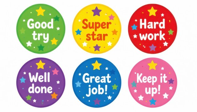 Colorful motivational stickers with encouraging phrases