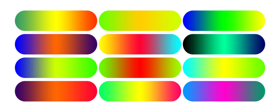 Set of Colorful Gradient Rounded Rectangle Buttons for Modern UI Web Design and Infographic Elements