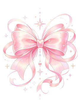 Dreamy Anime Style Ribbon Bow Graphic Collection Plain White Backdrop Hair Ornament & Sticker Design Element product mockup photo E-commerce marketing poster Background shooting scene
