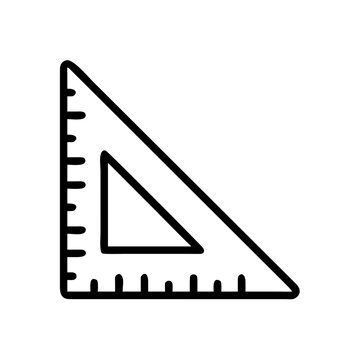 Set square ruler for geometry and drafting vector line art on transparent.
