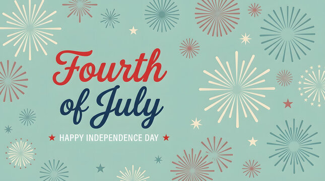 Fourth of July Fireworks Celebration with Happy Independence Day Text