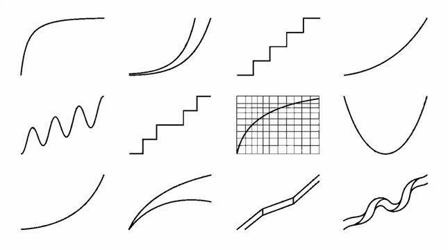 Collection of hand drawn business growth charts and financial data graphs.