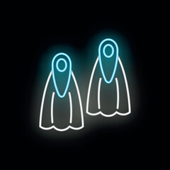 Pair of swimming flippers glowing with blue and white neon light © anatolir