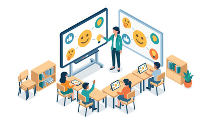 Naklejka premium Teacher Engaging Students with Emotional Intelligence