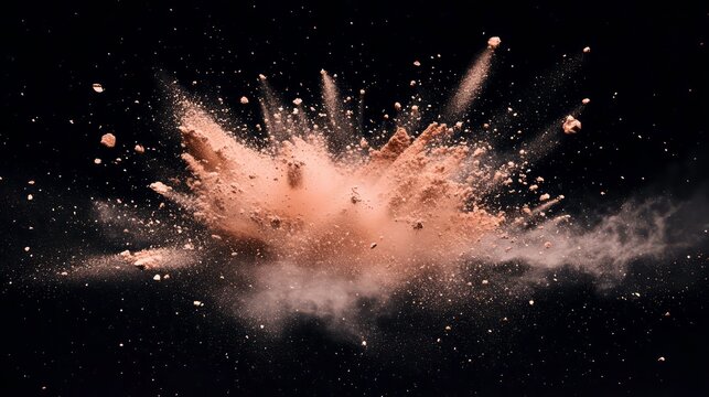 Stunning Super Slow Motion Makeup Powder Explosion Captured at 1000fps Isolated on Black Background for High-Quality Stock Photography