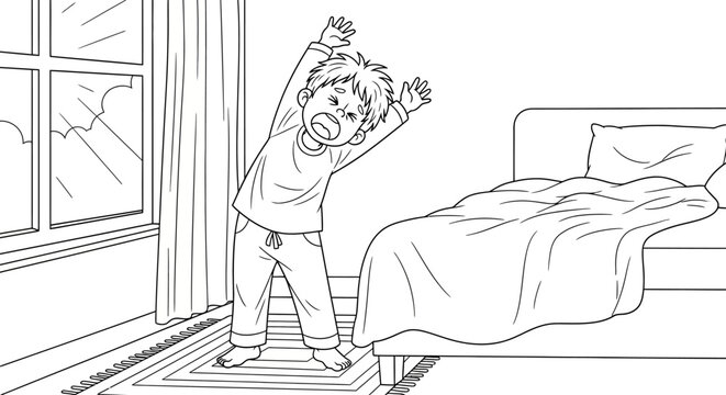 child waking up in bedroom.