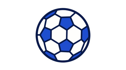 Naklejka premium Single soccer ball, modern flat vector icon, clean geometric shapes, bold outlines, vibrant colors, minimalist design, isolated on pure white background, centered composition.