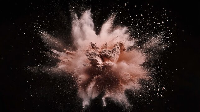 Stunning Super Slow Motion Makeup Powder Explosion Captured at 1000fps Isolated on Black Background for High-Quality Stock Photography