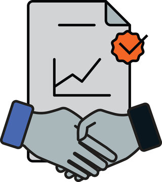 Vector icon of handshake, symbolizing business partnership, trust, and investment
