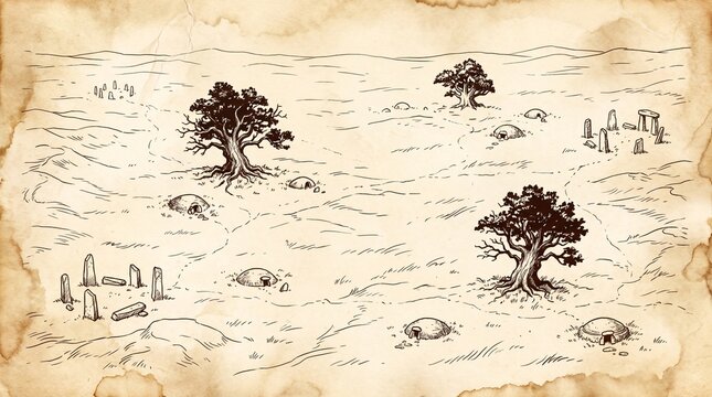 Whispering Steppes Fantasy Region Map | Blank Parchment Cartography for TTRPG Campaigns