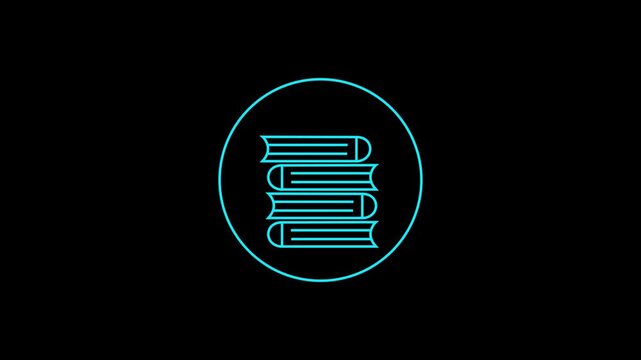 4K Animated Outline Book Icon &ndash; Minimalist Education, Learning, Reading Symbol for Digital Projects.