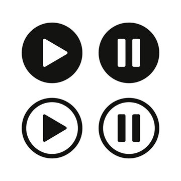 Play and pause button icons set