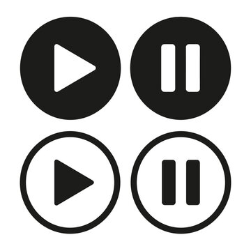 Play and pause button icons set