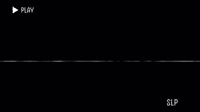 VCR Play Animation. VHS defects, artifacts and noise. Glitch old damaged tape cassettes. Static TV noise. Retro vintage, transparent background. 4K Video