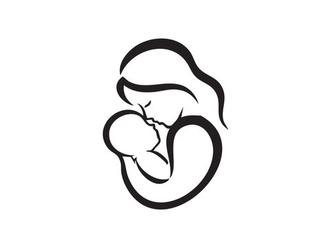 Minimalist mother and baby line art logo set symbolizing breastfeeding, maternal care, infant love, bonding, parenting, and child health. Ideal for healthcare and maternity branding.