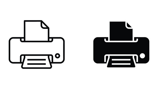 Document printing vector icon set with paper sheet in solid style