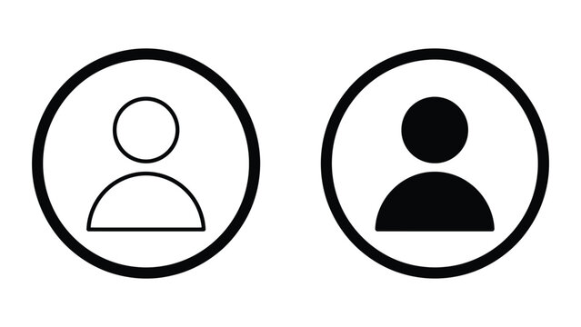 User profile avatar vector icon set in circle frame solid style