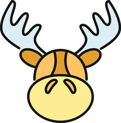 Obraz premium Moose head character drawing with light blue antlers and big nose