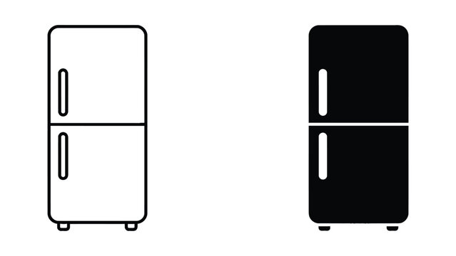 Double door refrigerator vector icons in line and solid style