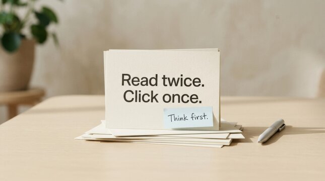 Motivational card with reminder to think before acting