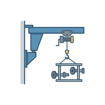 Wall mounted jib crane lifting industrial parts