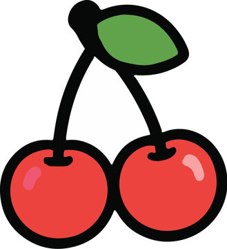 Cute Cherry Cartoon Icon