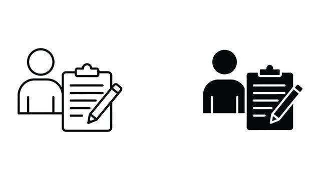 User form fill icon set in outline and solid vector illustration