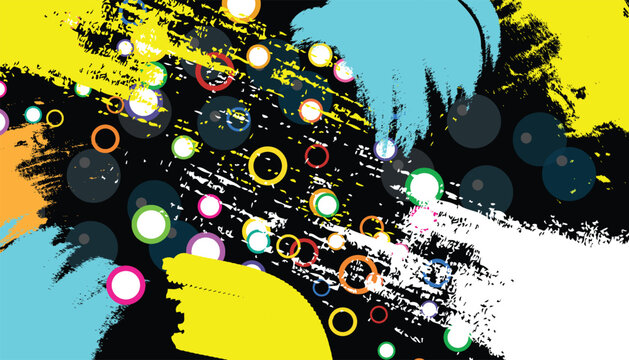 Colorful circle pattern with brushstroke texture abstract-art circles dots geometric-pattern graphic-design illustration paint-splatter polka-dots vector-art bright-colors vibrant brushstrokes abstrac
