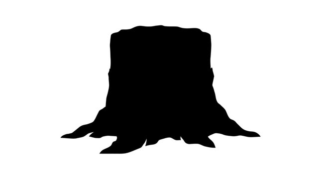 Cad tree line Tree Stump, Black Silhouette, Vector Graphic, Forest Element isolated on White Background vector