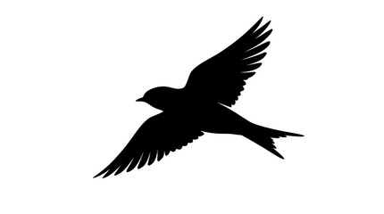 Fototapeta premium Cad tree line Bird flying, black silhouette, winged animal, flying bird icon isolated on White Background vector