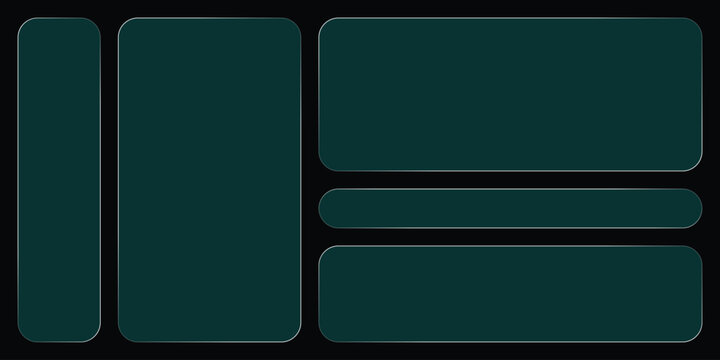 Dark teal colored wireframe template with rounded rectangles